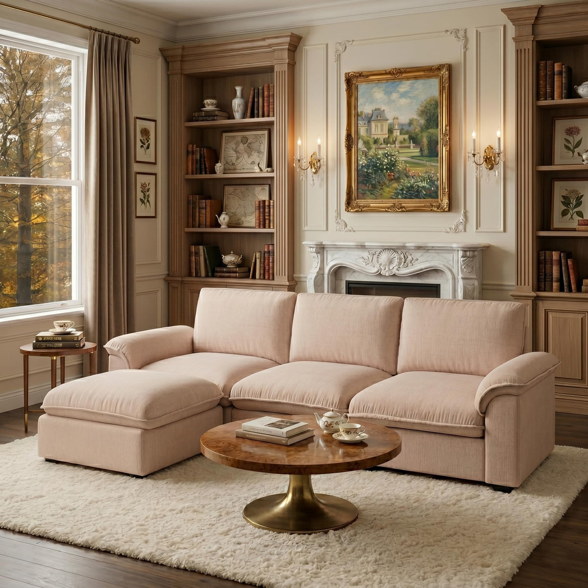 106.3" Chenille Modular Sectional Sofa,Convertible Cloud Couch