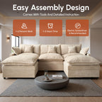 108" Oversize Modular Sectional Couch U Shaped with Ottoman For Living Room