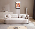 102'' Modern Minimalist Curved Lounge Sofa Oversized Teddy Velvet Fabric Upholstered 5-Seater Comfortable Half-Moon Sofa with 4 Cushions for Offices, Apartments and Living Rooms (Brown + Boucle)