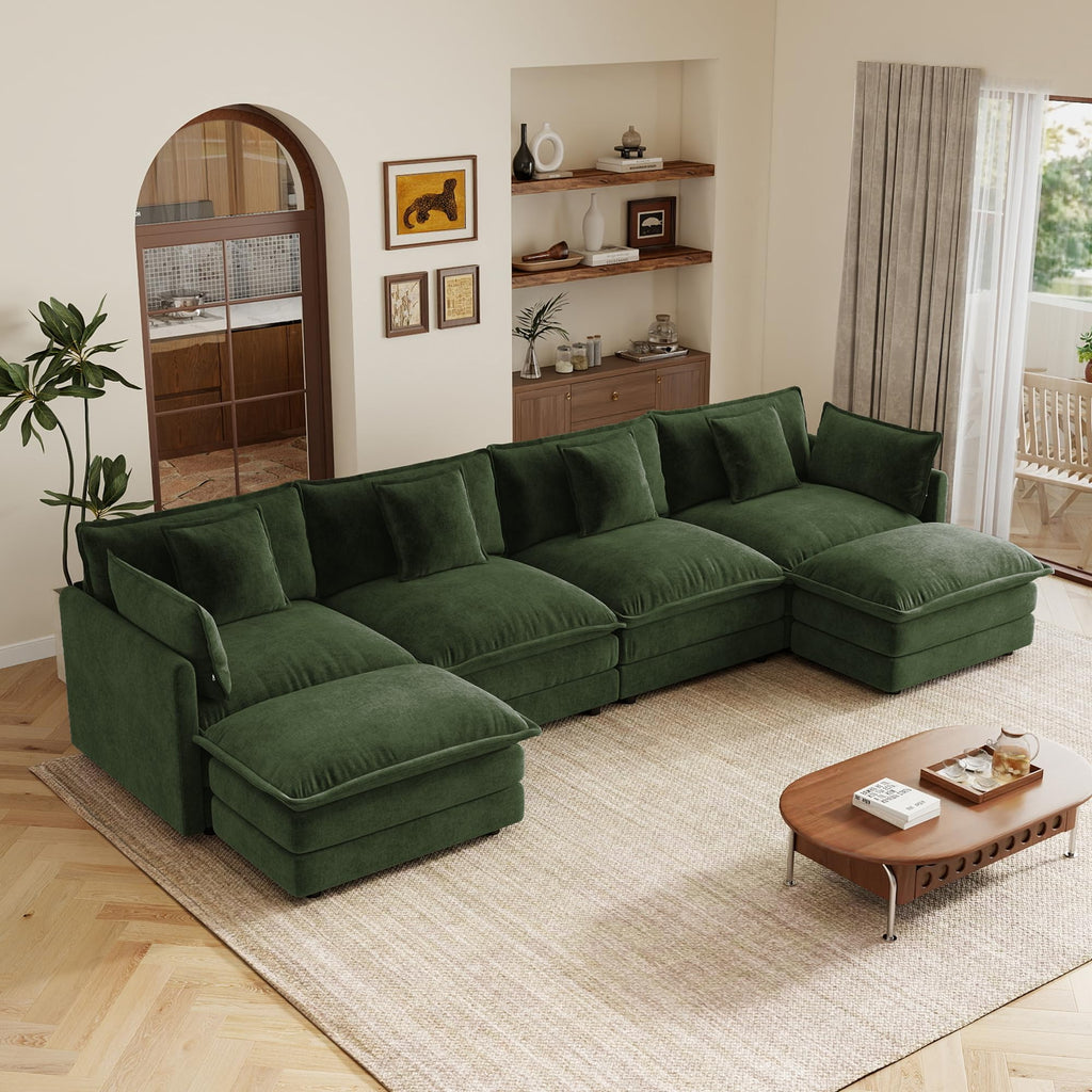 103.8" Modular Cloud Couch Chenille Sectional Sofa L Shaped Couch