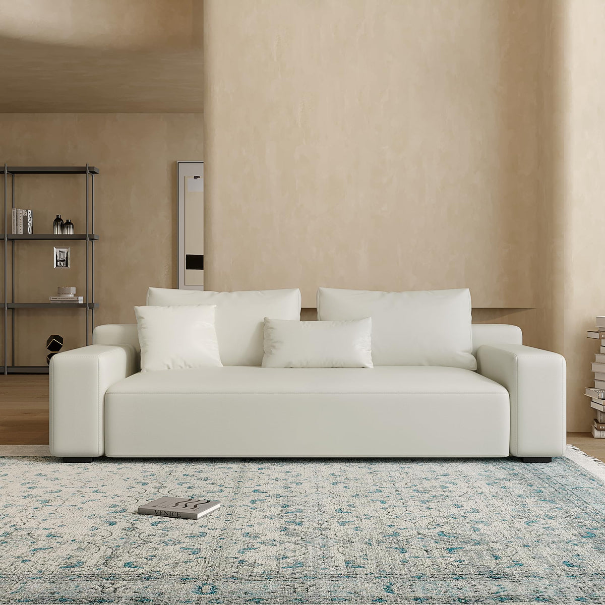 Acanva Imola L-Shaped Sectional Sofa with Chaise, Vegan Leather