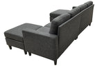 Tidyard Linen Upholstered Modular Sectional Sofa with 2 Ottomans, Grayish Black, Tall Legs, Easy Assembly, No Tools Required