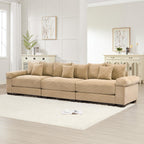 130" Oversized Cloud Modular Sectional Couch,Corduroy 3 Seater Sofa Extra Thick Armrests Good Resilience Cushion Ergonomic Design,Easy Assembly Suitable for Living Rooms Studies,Camel WM213