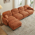 116" U Sectional Couches for Living Room, 3 Seater Modular Couch with 2 Ottoman, Cloud Sofa with Soft Chenille Fabric, High-Density Foam Cushion, Living Room Furniture, Beige