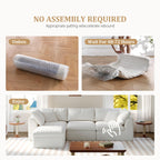 108" Modular Sectional Sofa with Movable Ottoman, No Assembly Required Boneless Cloud Couch, Deep Seat L Shaped Sectional Couches for Living Room, Bedroom and Apartment, White