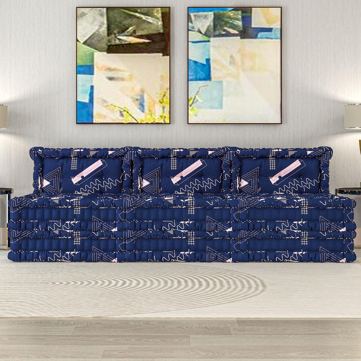 WOWMAX 4 Sets Floor Sofa Couch Bed Convertible Lazy Sofa Sleeper Bed, Floor Chair Bed Mattress Oversized Floor Pillow Ideal for Reading & Gaming, Home Decoration, Light Blue Flowers