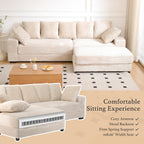 108.6" Sectional Sofa, Thickened Corduroy Sectional Couches for Living Room,Comfortable L Shaped Chaise Sectional Sofa with Storage Ottoman,Eight Throw Pillows,Beige HN428