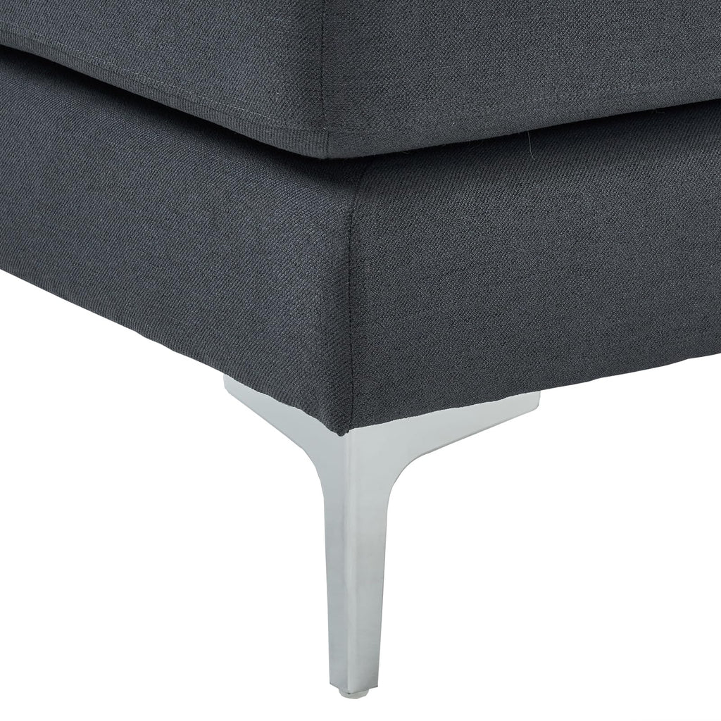 110" U-Shaped Sectional Sofa, 4-Seat Modular Couch with Double Chaise, Modern Linen Fabric Sofa for Living Room, Heavy Duty 1200lbs Capacity, Metal Legs, Dark Gray
