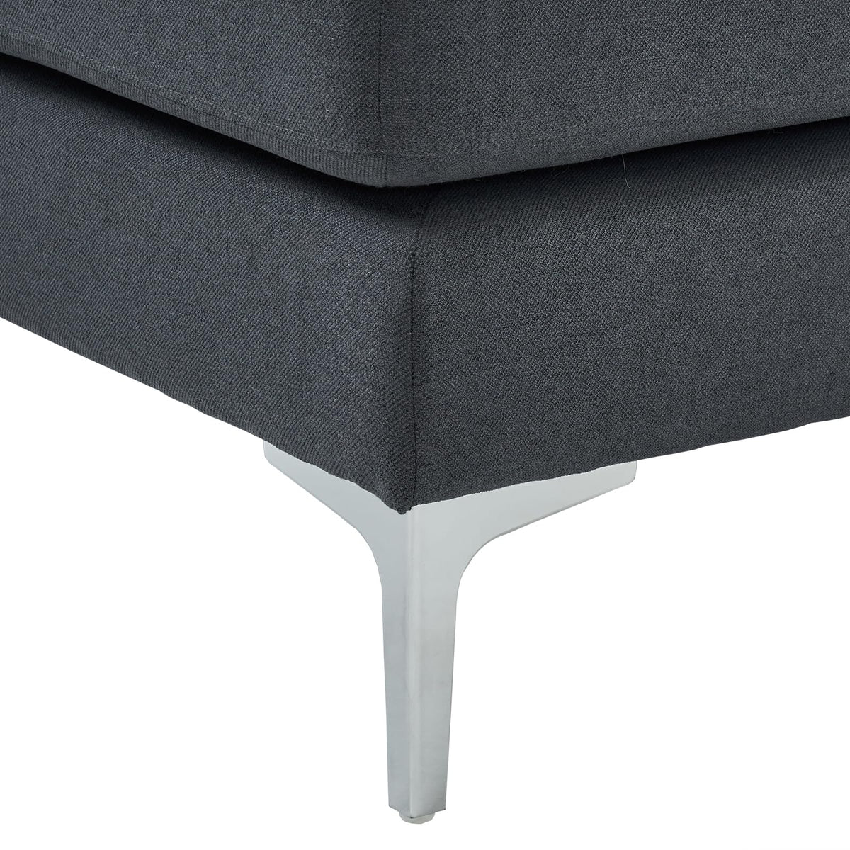 110" U-Shaped Sectional Sofa, 4-Seat Modular Couch with Double Chaise, Modern Linen Fabric Sofa for Living Room, Heavy Duty 1200lbs Capacity, Metal Legs, Dark Gray