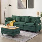 107.3'' Oversized Cloud Couch L Shaped Modular Sectional Sofa, Premier Comfy Corduroy Couch with Ottoman, Modern 3 Deep Seat Sectional Couches for Living Room, Solid Wood Frame&Spring,Tool-Free Green