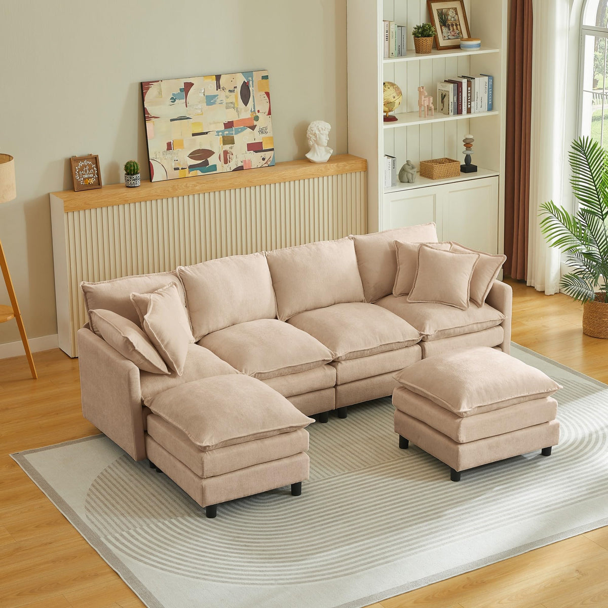106.3" Chenille Modular Sectional Sofa,Convertible Cloud Couch