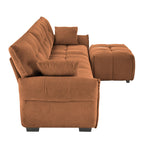 Three Seater Sofa Set with Ottoman and Pillows,Solid Wood, Textured Chenille, High Resilience Cushions, Ideal for Living, Lounge, Office, Hotel Spaces, in Burnt Orange