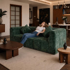 113.38" Modular Sectional Sofa, No Assembly Required Cloud Couch with Deep Seat & Chaise, Modern L-Shaped Boneless Sofa in a Box for Living Room, Apartment, Deep Turquoise Green