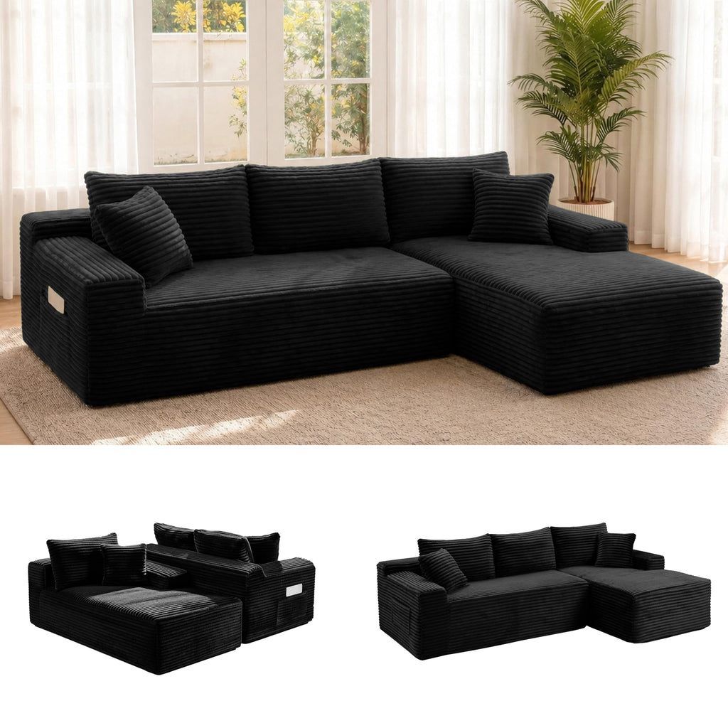 106" Modular Boneless Sofa, Sectional Chaise L-Shaped Couch for Living Room