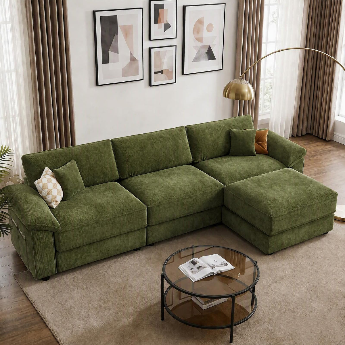 Vipbear 150" Modular Sectional Sofa, U Shaped Cloud Couch with 2 Ottomans