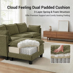108" Modular Sectional Sofa Cloud Couch - U Shape Sofa with Charging Station Side Storage - Chenille Comfy Couches with Ottoman Movable for Living Room Bedroom Apartment Office, Green