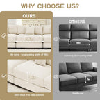 130" Oversized Modular 3-Seater Sectional Sofa, Cloud Corduroy Fabric with Extra-Thick Armrests, Ergonomic Deep Seat Couch for Living Room, Easy Assembly Sofas for Living Room(Cream)