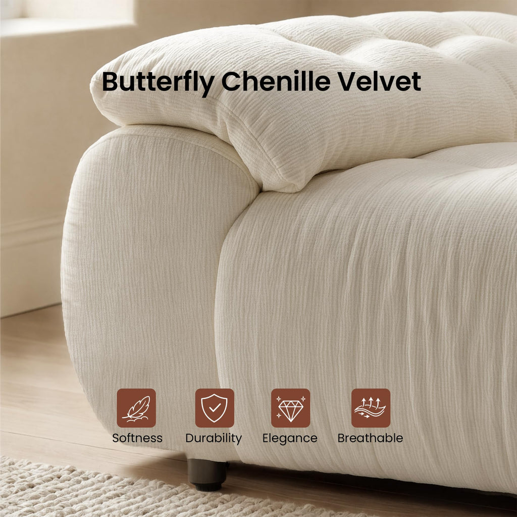 118" Modular Sectional Sofa, Cloud Chenille Couch with Adjustable Back Cushions, Deep Seat Living Room Sofa, Solid Wood Frame, Oversized 3-Seater Sectional for Home & Apartment, Beige