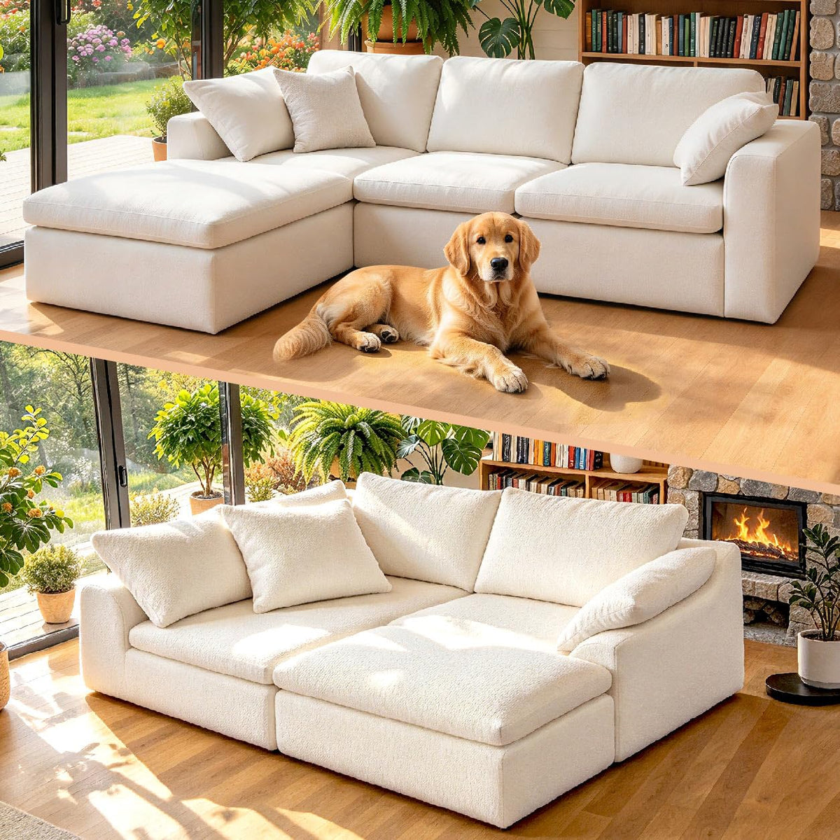 109" Modular Boneless Cloud Couch for Living Room, No Assembly Needed