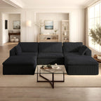 118.2" L‑Shape Modular Cloud Sectional Sofa, 3‑Seater Couch with Ottoman