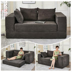 108" Boneless Sectional Chaise Couch, 17.5" Seat Height,Black Grey