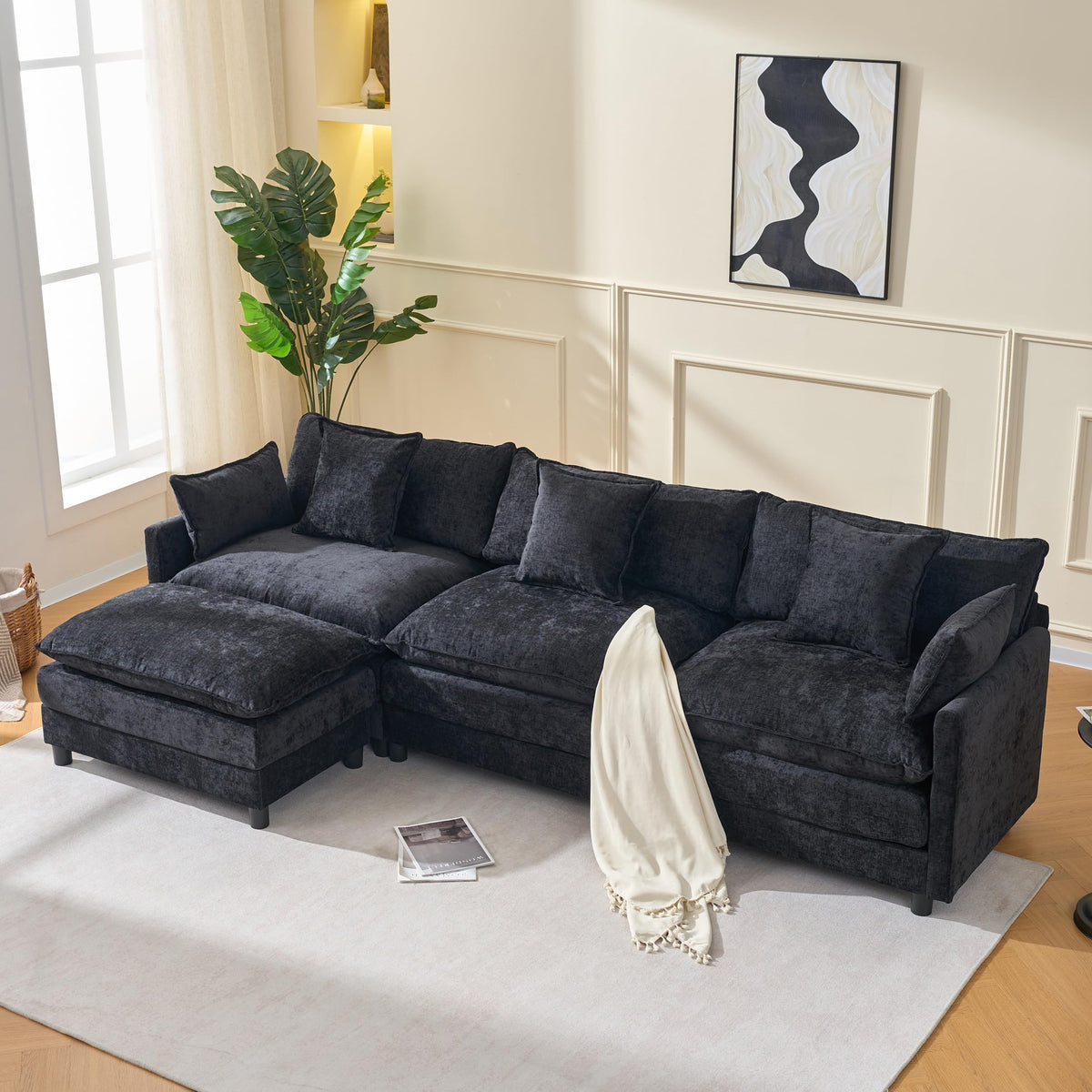 108" L Shaped Modular Sectional Cloud Couch