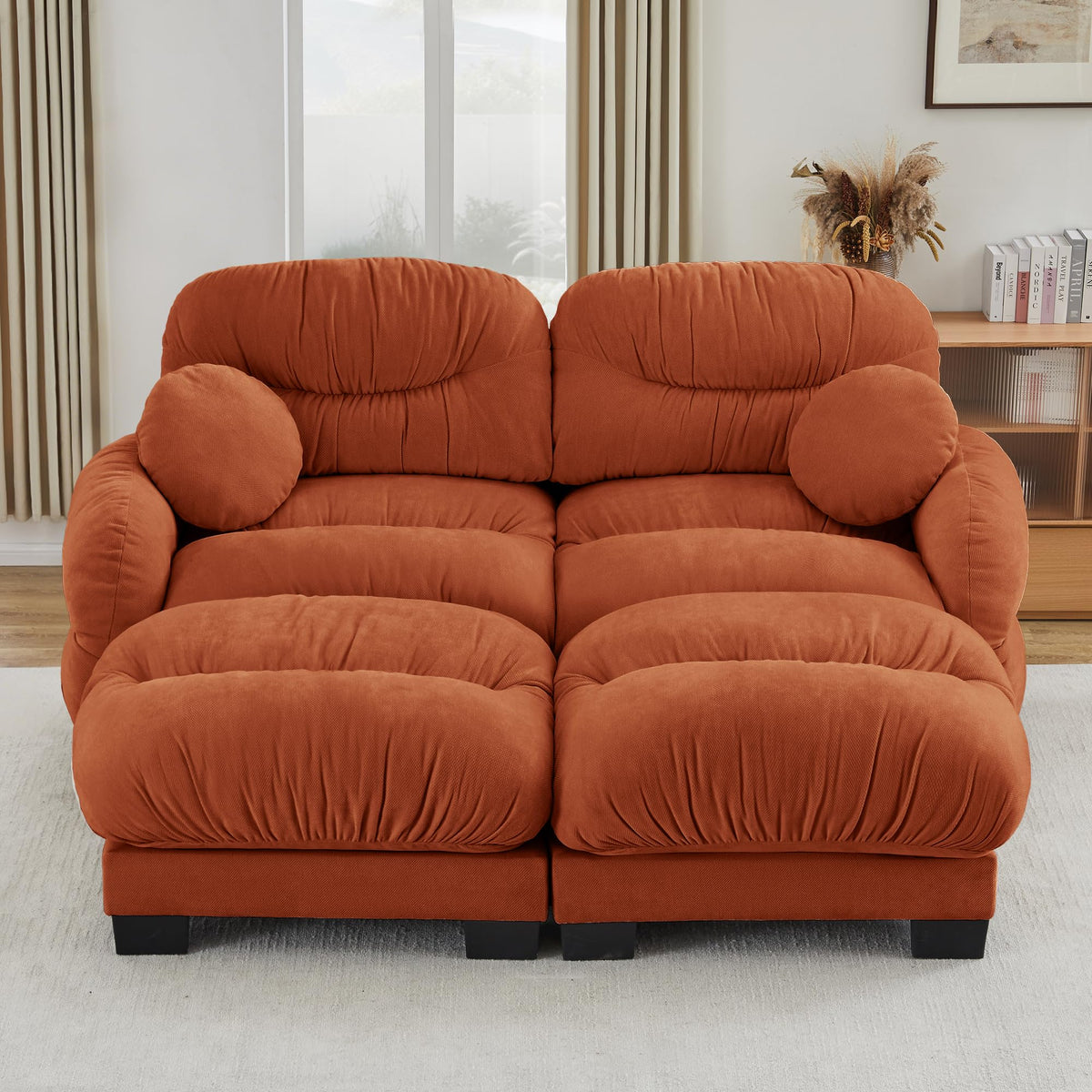 116" Cloud Modular Chenille L Shaped Sectional Sofa with Ottoman, Deep Seat Cloud Couch with Interlocking Metal Connectors for Modern Living Room (Beige, 3S+1O)