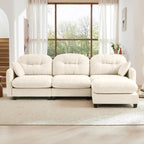 107" Modular Sectional Sofa, Comfy U Shaped Cloud Couch with Ottoman, Chenille Sofa Sleeper Deep Seat Sofas with Throw Pillows for Apartment-Camel