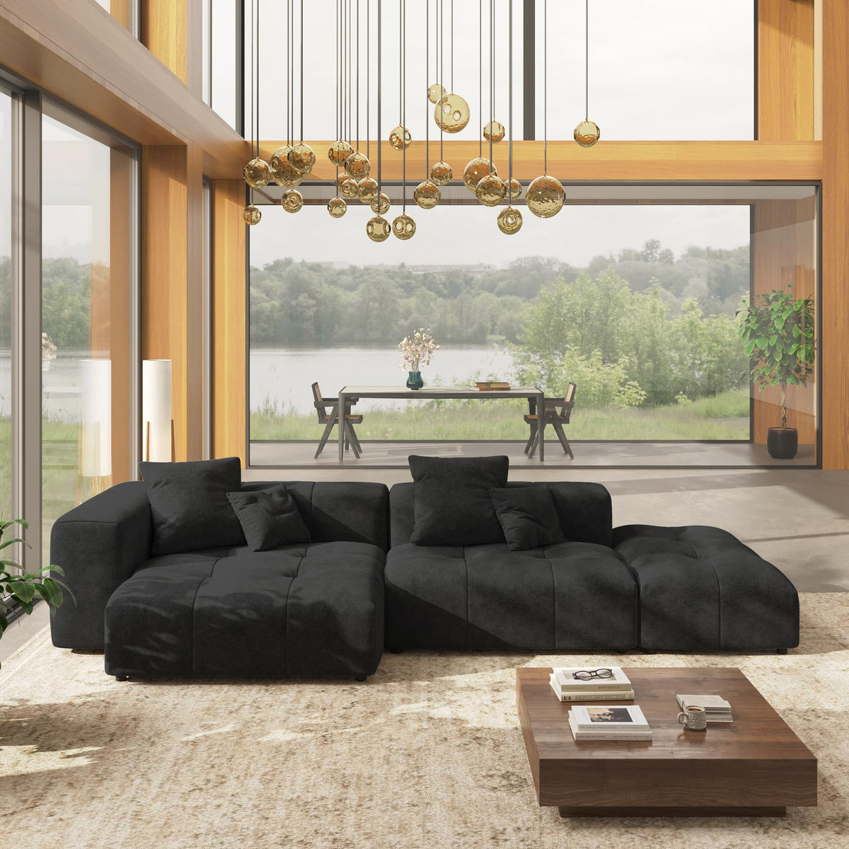WJShome Oversized Sectional Couches for Living Room,183" V Shaped Couch, 6-Seater Cloud Modular Sectional Sofa, Linen Deep Seat Cloud Couches for Living Room,White