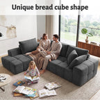 116" Modular Boneless Couch for Living Room, Modern Sectional Chenille Sofa with Oversized Deep Seat,Cloud Couch with L-Shape Chaise,No Assembly Required,Gray