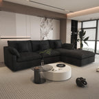 WJShome Cloud Modular Sectional Sofa Couch for Livingroom,119inch Down Filled L Shaped Couch with Wide Seat,Convertible Sectional Sofa with Ottoman,Covers Washable&Replaceable,Black