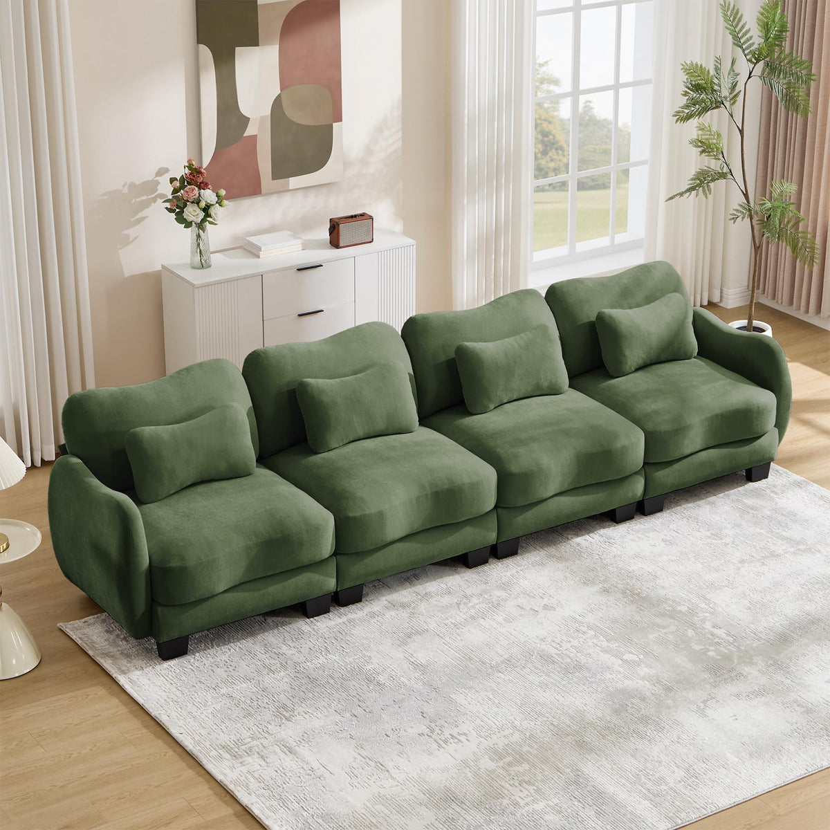 101.1" Modular Cloud Couch Deep Seat Sectional Sofa L Shaped Couch