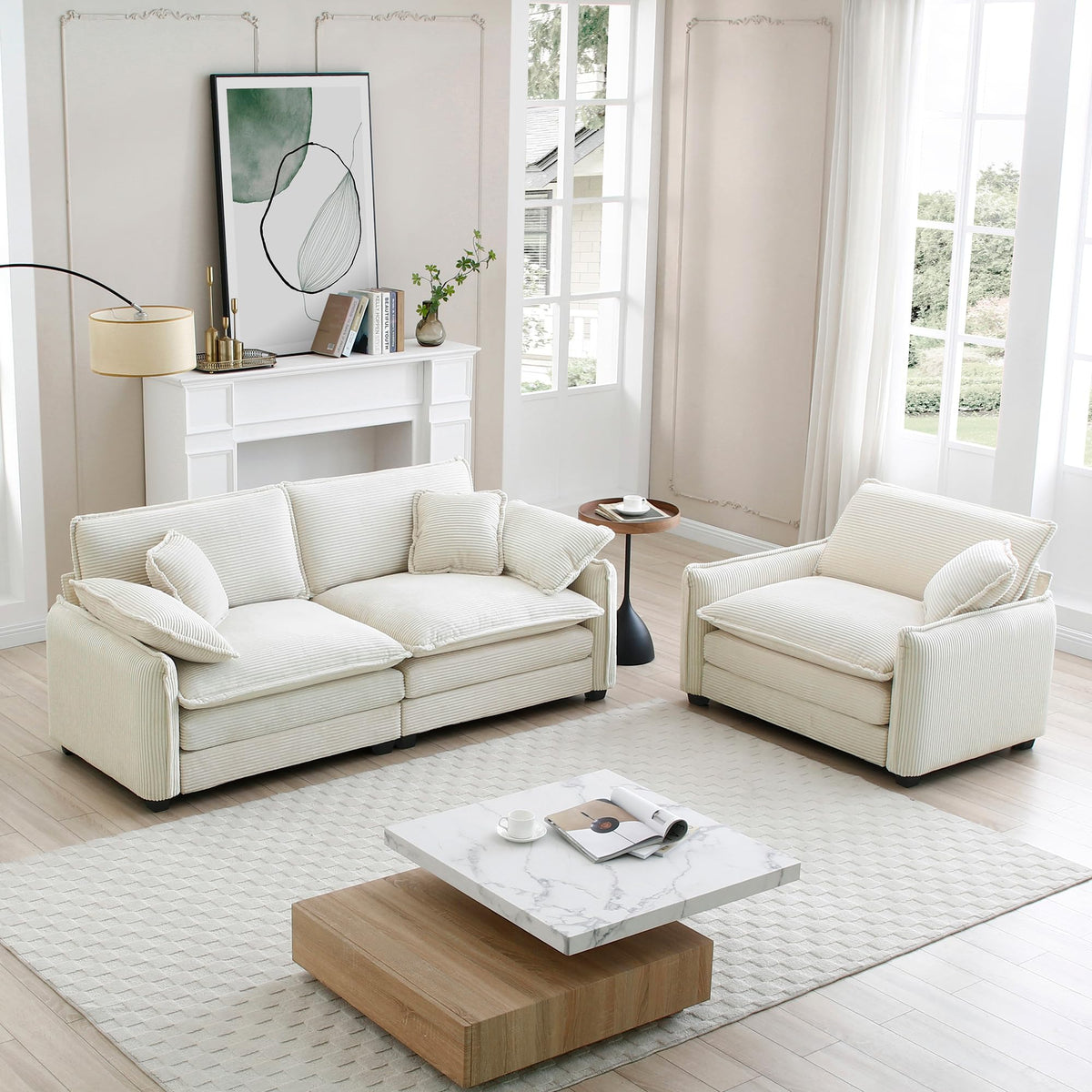 102 Inch Modular L-Shaped Sofa with Storage, Black Linen Fabric Sectional