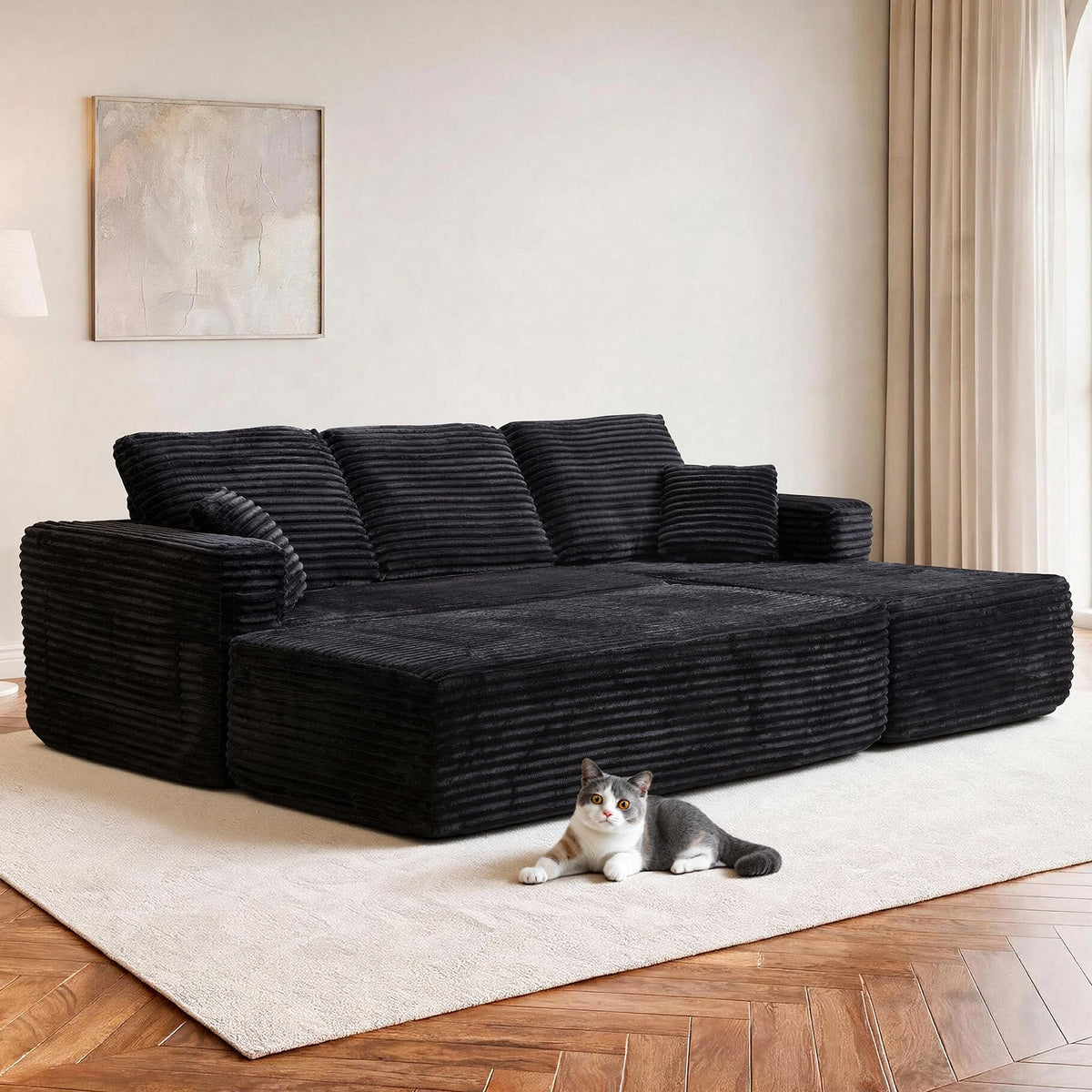 100.39" Modular Sectional Sofa with Flexible Layout, No Assembly Required