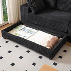 108.6" Sectional Sofa, Thickened Corduroy Sectional Couches For Living Room