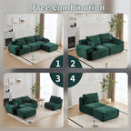 Tidyard Foam Sectional Sofa, Pet-Friendly Corduroy Fabric, No Assembly Required, Extra Deep Loveseat for Living Room, Green