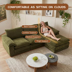 100" Modular Sectional Sofa, L Shape Cloud Couch with 1 Movable Ottoman, Comfy Chenille Deep Seat Sofa with Soft Pillows for Living Room Apartment