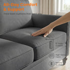 Living Room Sofa Sets 3 Piece, Modern 3 Seater Sofa and Loveseat Couch and Armchair Sets, Linen Fabric 3-Seat + 2-Seat Couch+ Single Accent Chair Furniture Sets