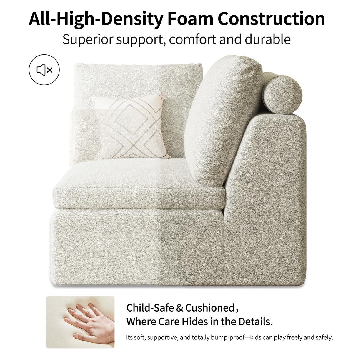 109" Oversized Modular Sectional Sofa L Shaped, Cloud Sectional Couch with Ottoman Deep Seat,Boneless Memory Foam Sofa for Living Room,Teddy Fleece Fabric, No Tools Assembly Required (Beige,1 Ottoman)