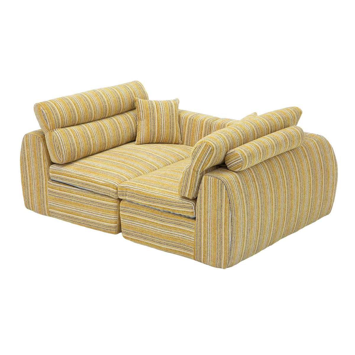Woven Chenille Striped Sofa, Compact Straight Row Couch with High Density Sponge, No Assembly Space Saving Compression Sofa for Living Room Apartment Office (Bumblebee Stripe)