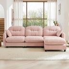 107" Modular Sectional Sofa, Comfy U Shaped Cloud Couch with Ottoman, Chenille Sofa Sleeper Deep Seat Sofas with Throw Pillows for Apartment-Camel