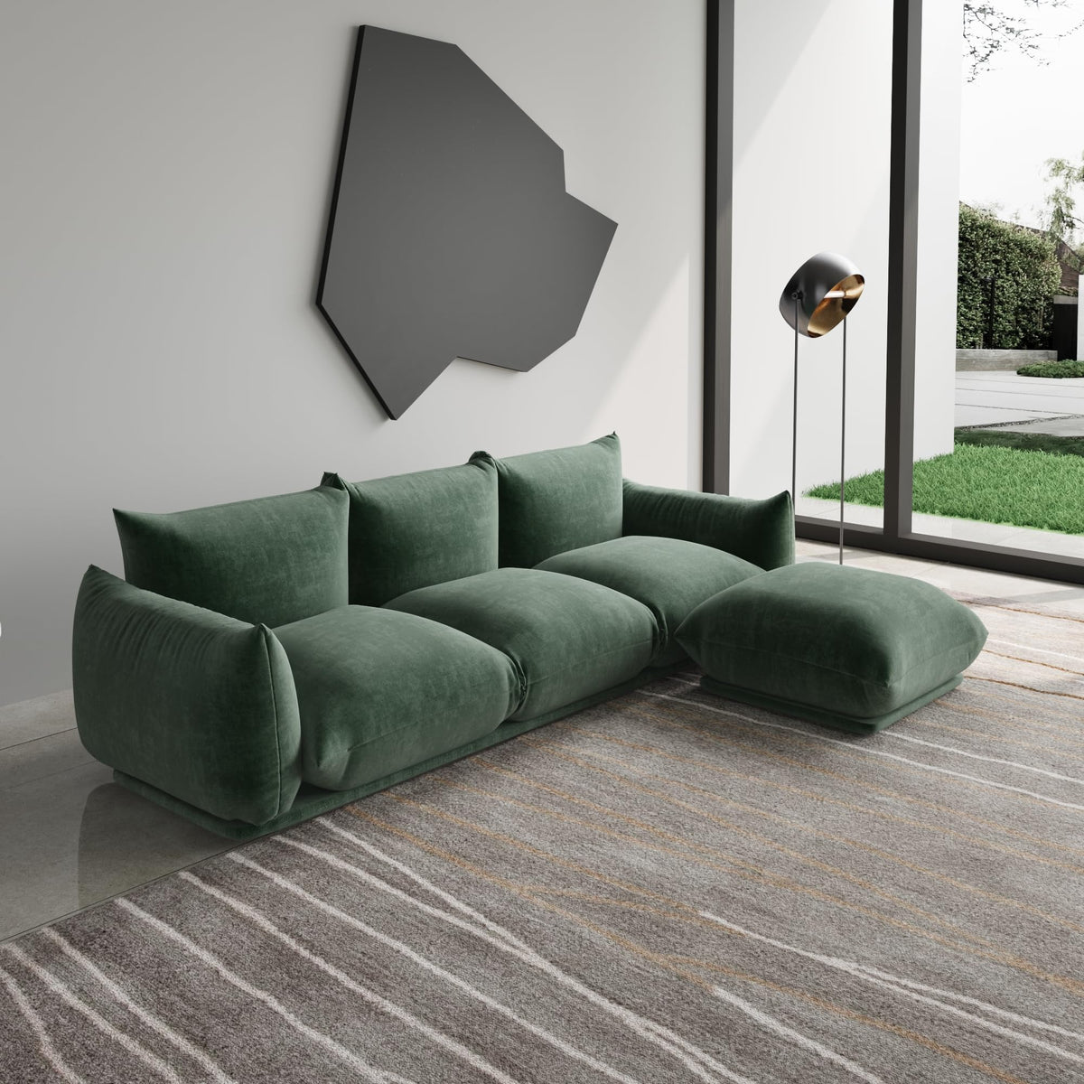 WJShome Modular Sectional Couch, Lovesofa Convertible Sofa, 77.16in Minimalist Modern Chenille Yarn 2 Seater Living Room Sofa Set for Office & House, Red