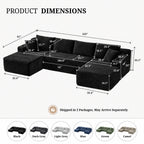 125" Cloud Sectional Boneless Couch for Living Room, Modular U Shaped Sofa