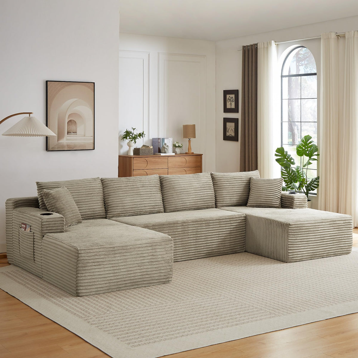 125" Modular Sectional Sofa,Cloud Sectional Couch with Deep Seat,Boneless Couches for Living Room,No Assembly Required-Green
