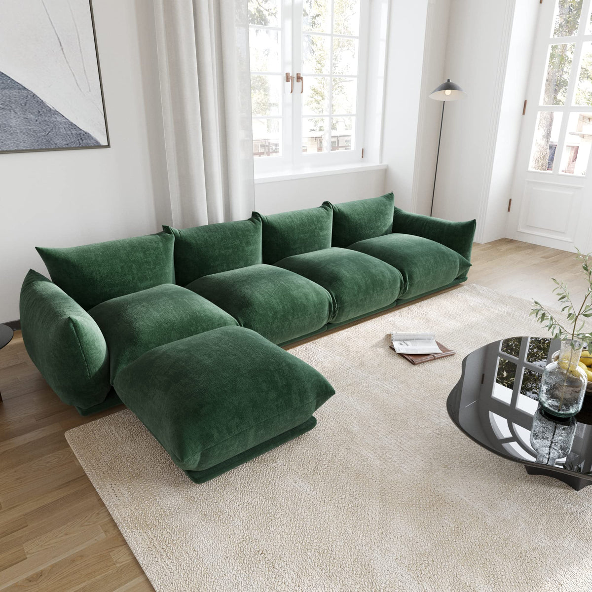 WJShome Modular Sectional Couch, Lovesofa Convertible Sofa, 77.16in Minimalist Modern Chenille Yarn 2 Seater Living Room Sofa Set for Office & House, Red