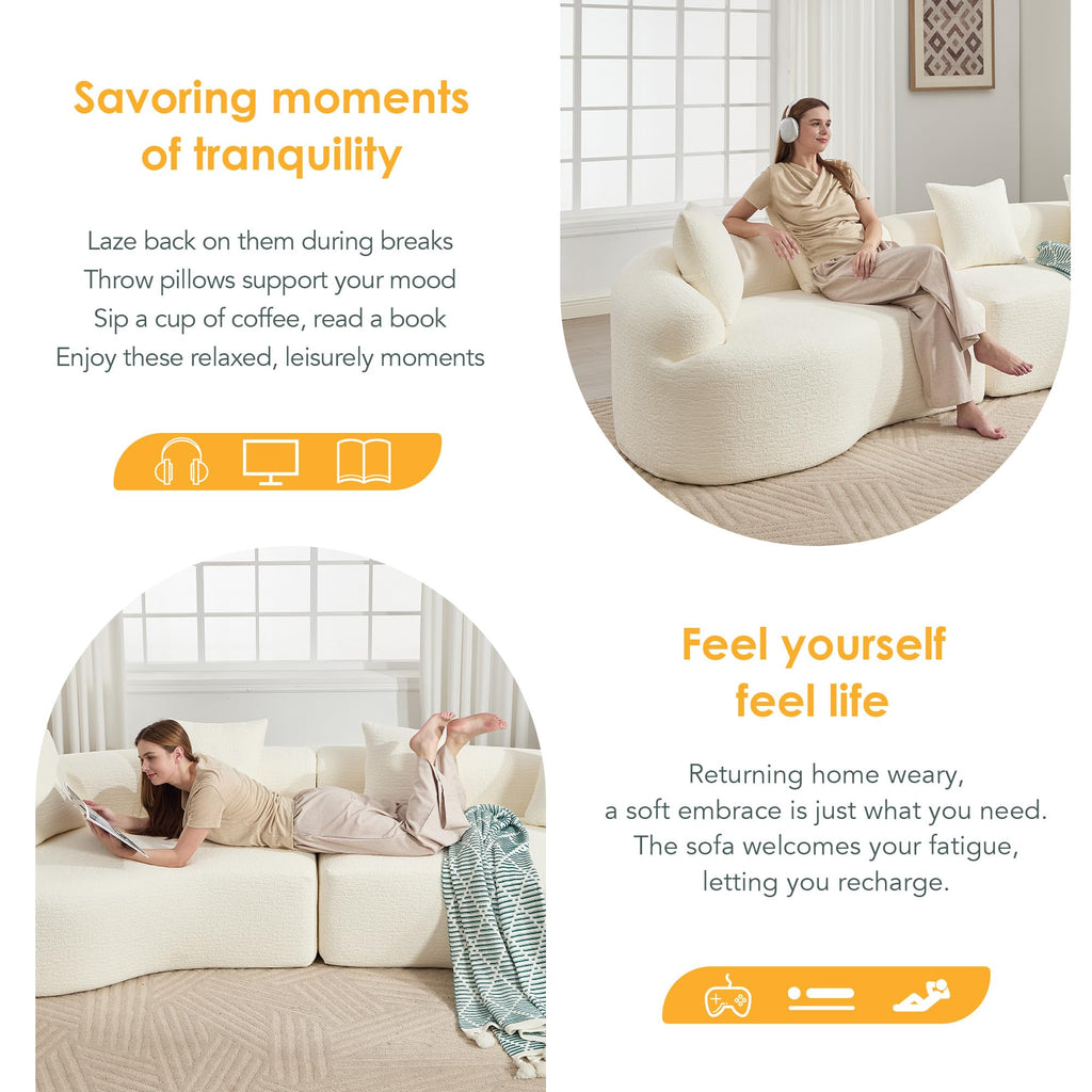 110'' ，Couches Sleeper， Sofa,Compression Modular Sectional,4 Seat，Fabric，with backrest ， armrests，High-Density, Living Room Bedroom Apartment Lounge,