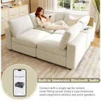 U-style 133.5" Upholstered Modular Sofa with Storage Space, USB Charge Por
