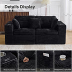 108.08" Boneless Sectional Couch, Modern U Shaped Modular Sectional Sofa Corduroy Upholstered for Living Room Oversized Deep Seat Cloud Couch with 2 Ottoman, No Assembly, Black