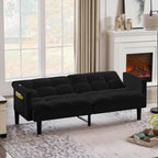 Velvet Futon Couch Convertible Folding Sofa Bed Tufted Couch for Apartment