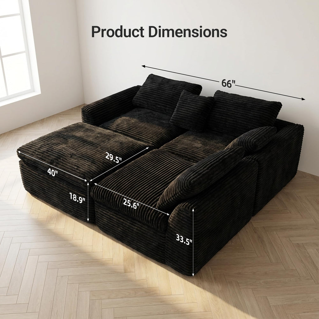 108-inch high-Resilience Boneless Sponge Sofa with 30 Density, Double-Layer